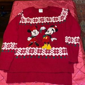 Disney Store Mickey and Minnie mistletoe Christmas sweater